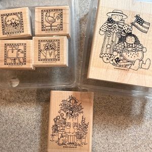 STAMPIN' UP! Rubber Stamp Bundle (Country Collection, Americana Kids, Gardening)